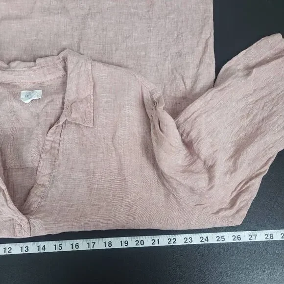 Sigrid Olsen Womens 100% Linen Tunic Top Size 1X Pink 3/4 Sleeve Lagenlook Beach - Picture 7 of 8
